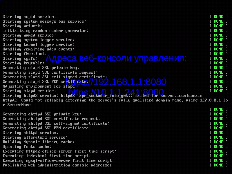 Начальный экран установленной системы